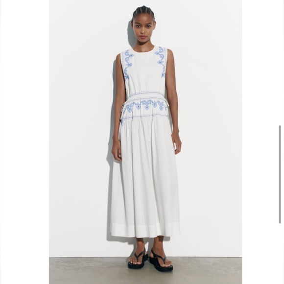 Zara Dresses & Skirts - Zara Embroidered Midi Dress